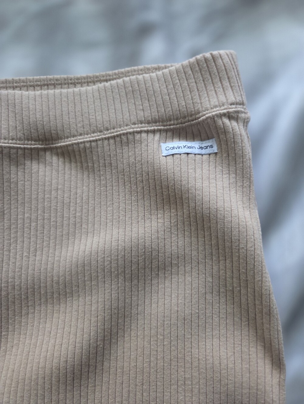 Calvin Klein Beige Ribbed Midi Skirt - Picture 2 of 6